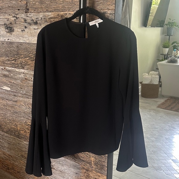 FRAME Flared-sleeve Blouse In Black - Picture 2 of 8